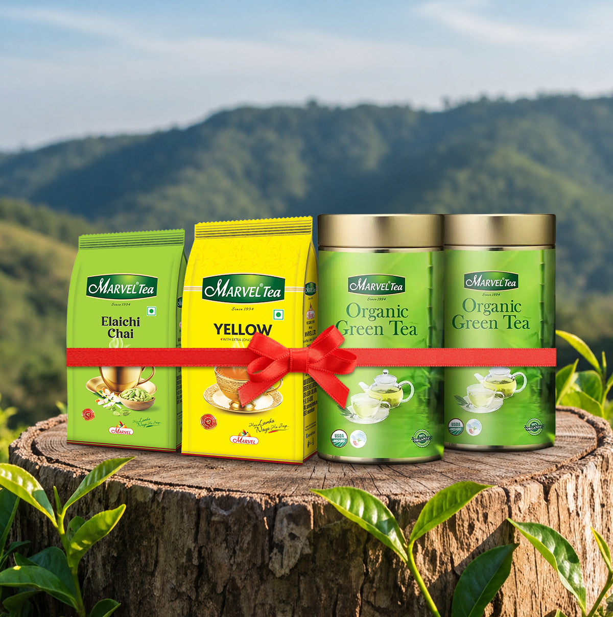 Combo of 4 Organic Green, Yellow & Elaichi Tea (250gm Each)