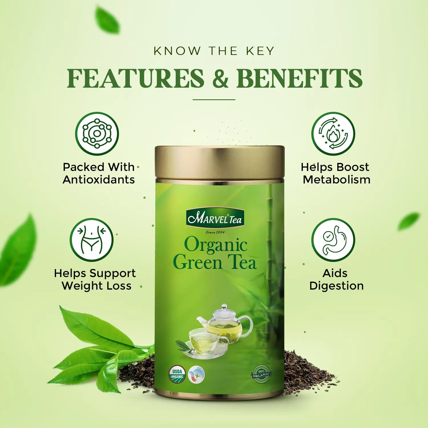 Buy Organic Green Tea Online - Marvel Tea